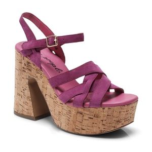 Free People Lisbon Platform Sandals Verbena Purple Suede 7.5‎ NIB